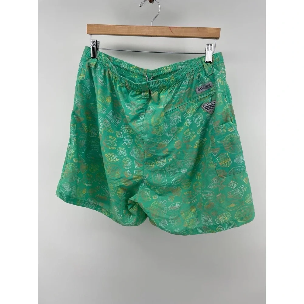 Columbia PFG Men's Swim Trunks‎ Size L Green Fishing Print Shorts